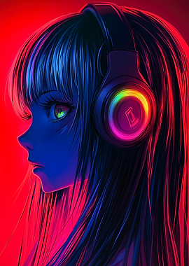 Anime Girl with Headphones