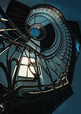 Spiral Staircase with Ornate Railing