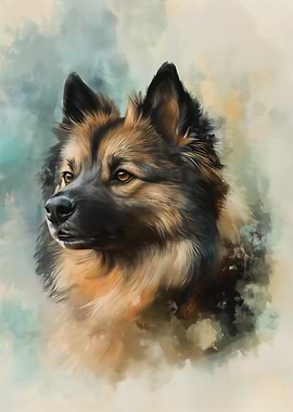Watercolor Eurasier Portrait