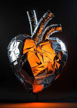 Metallic Heart Sculpture
