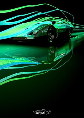 Classic Mazda Car In Neon Tunnel