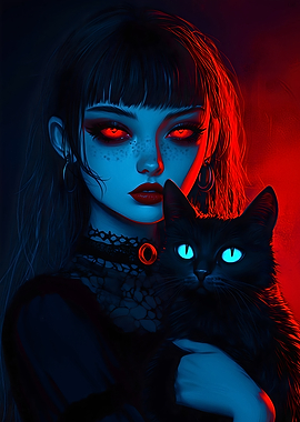 neon cat lady