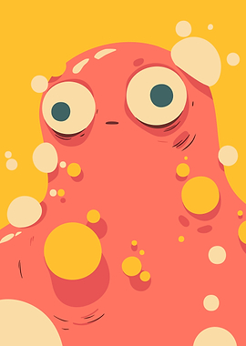 Cute Pink Blob Sud Monster Character Art