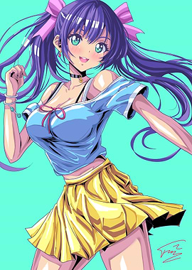 Cute Anime Girl with Purple Hair