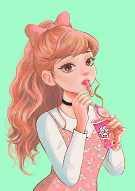 Anime Girl Eating Snack