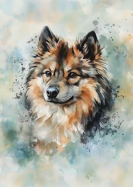 Watercolor Eurasier Portrait