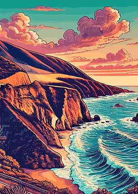 Coastal Sunset Landscape