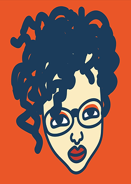 Woman with Glasses and Curly Hair