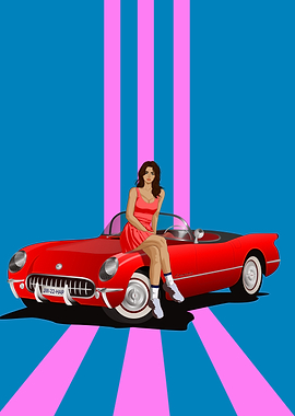 Pinup Girl and Classic Car