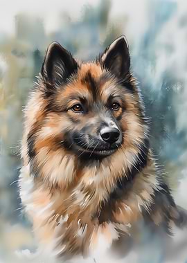 Watercolor Eurasier Portrait
