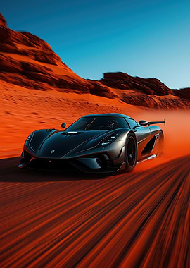 Black Koenigsegg Jesko Sports Car Desert Drive
