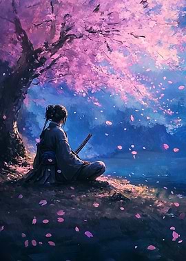 Samurai Under Cherry Blossoms