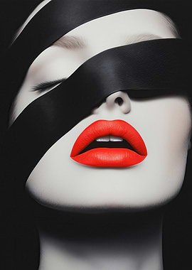 Red Lips and Black Ribbon