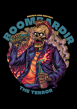 Punk Head skull is in chaos With Text illustration