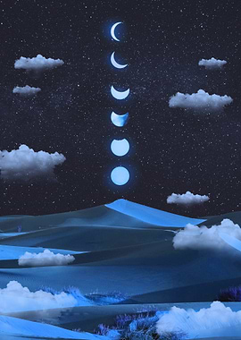 Moon Phases Desert Night