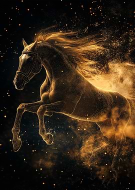 Golden Horse in Motion