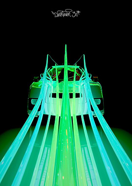 Classic Mazda Car in Neon Tunnel