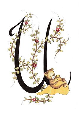Sleeping Teddy Bear with Letter U