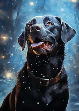 Black Labrador in Winter