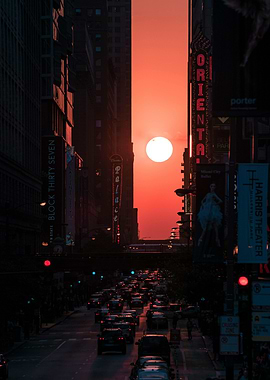 Red Sunset Cityscape