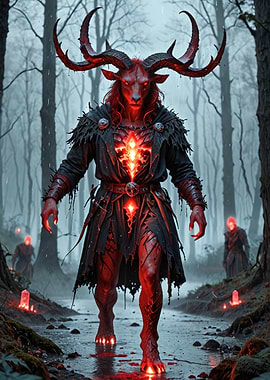 Demonic Forest Creature with Huge Antlers