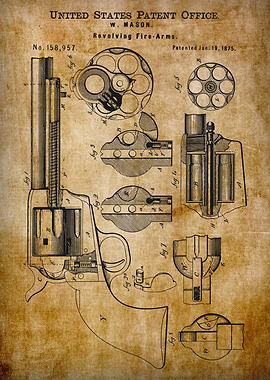 1875 Vintage revolving fire arm patent
