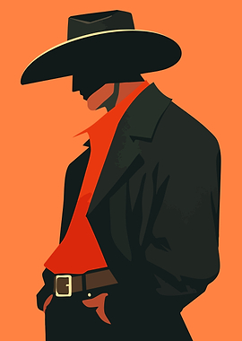 Cowboy Silhouette Minimalist Art Illustration