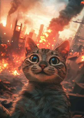 Cat in Apocalyptic City