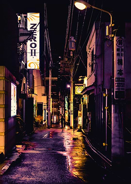 Nighttime Alleyway in Japan