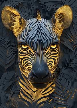 Golden Zebra Portrait Animal