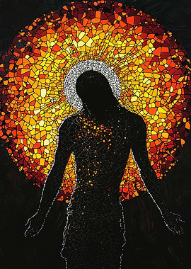 Stained Glass Jesus Silhouette