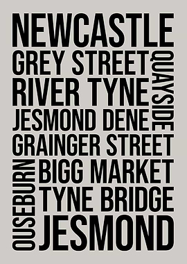 Newcastle Typography Word Art
