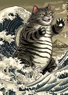 Cat in the Great Wave