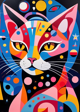 Colorful Cat Portrait