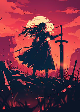 Anime Warrior Silhouette