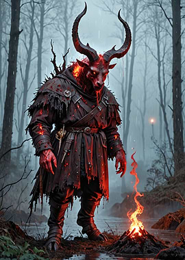 Burning Demon stays near a Fire