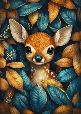 Fawn In Autumn Leaves