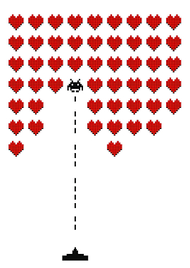 Space Vintage Gaming Hearts