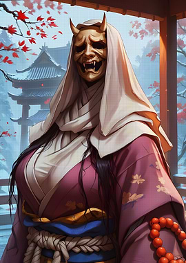 Japanese Demon Mask Woman