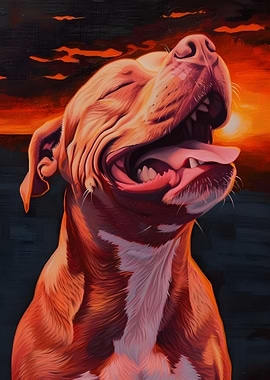 Pitbull Sunset Portrait