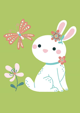 Cute Bunny with Butterfly