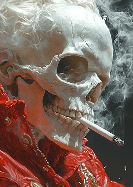 Smoking Skull in Red