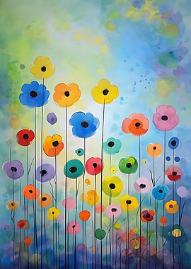 Colorful Flower Field Painting
