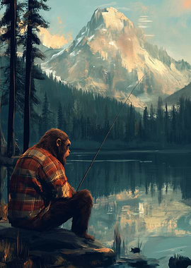 Bigfoot Fishing at Lake