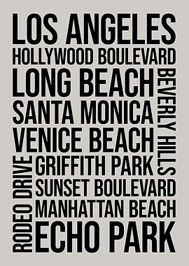 Los Angeles Typography Word Art