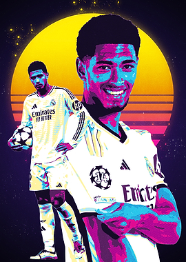 Jude Bellingham Football Player in Retro Style