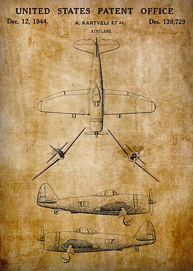 1944 Vintage Airplane Patent