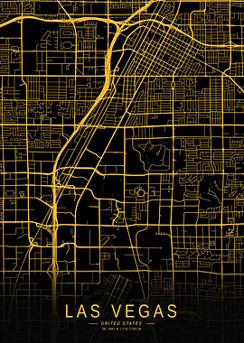 Golden Las Vegas City Map