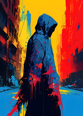 Hooded Figure in Urban City