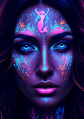 Neon Mermaid Face Art